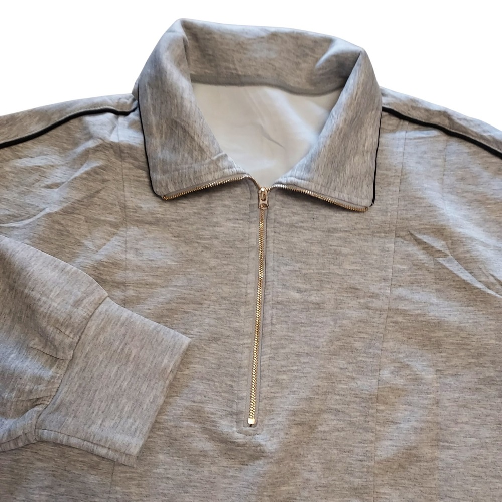 Aleumdr Womens 2XL Light Heather Gray Quarter‎ Zip Collared Sweatshirt Pullover